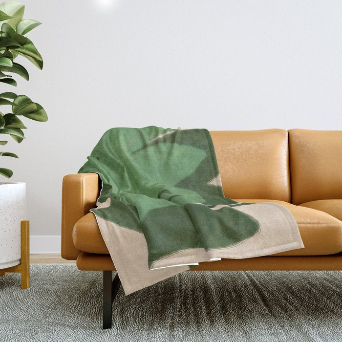Abstract botanical- Leaf green  Throw Blanket Gallery Image 1