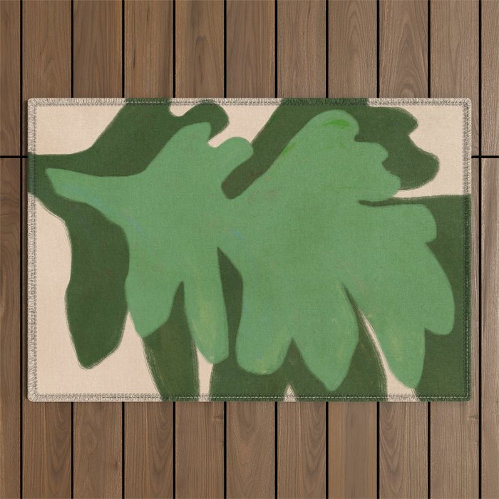 Abstract botanical- Leaf green  Outdoor Rug Gallery Image 1