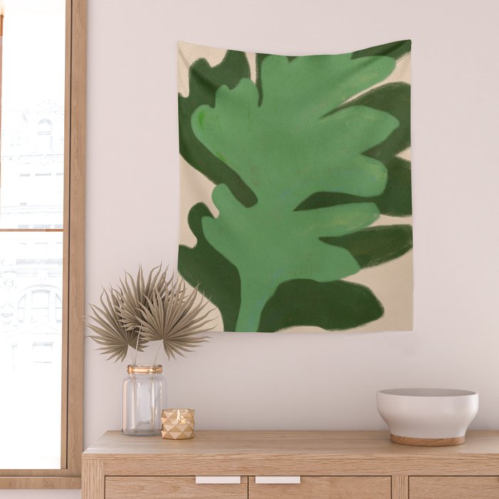 Abstract botanical- Leaf green  Wall Tapestry Gallery Image 2