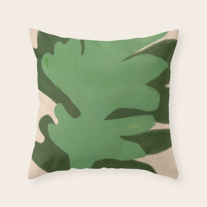 Abstract botanical- Leaf green  Throw Pillow Gallery Image 1