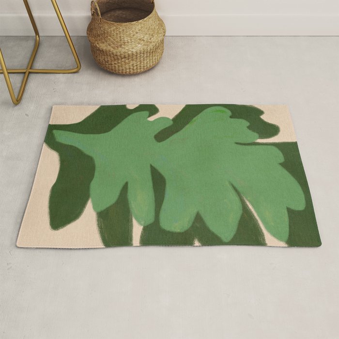 Abstract botanical- Leaf green  Rug Gallery Image 1