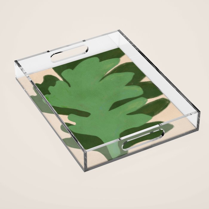 Abstract botanical- Leaf green  Acrylic Tray Gallery Image 1