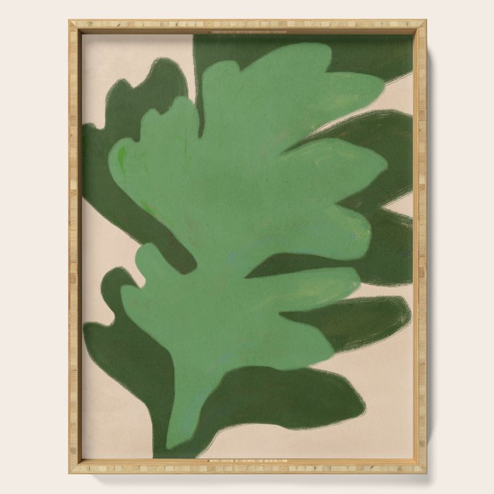 Abstract botanical- Leaf green  Serving Tray Gallery Image 1