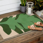 Abstract botanical- Leaf green  Outdoor Rug Gallery Image 2