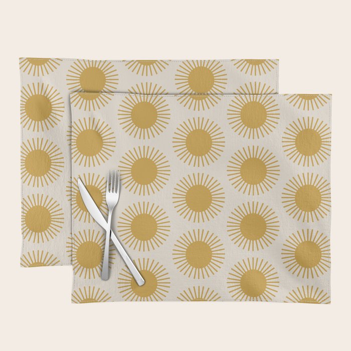 Boho Summer Sun Pattern I Golden Placemat Gallery Image 1