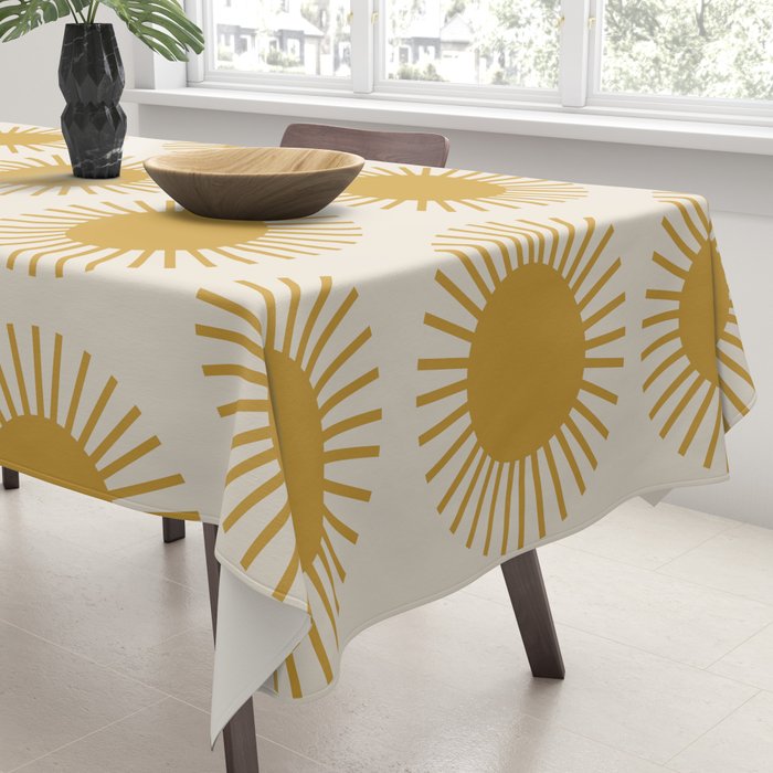 Boho Summer Sun Pattern I Golden Tablecloth Gallery Image 3