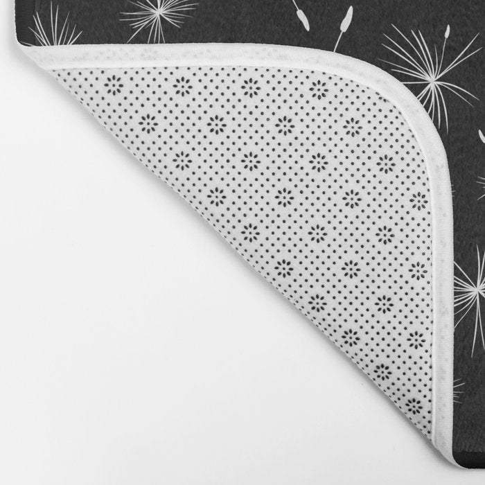 Flying Dandelions Black White Bath Mat Gallery Image 2