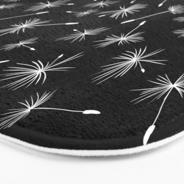 Flying Dandelions Black White Bath Mat Gallery Image 3