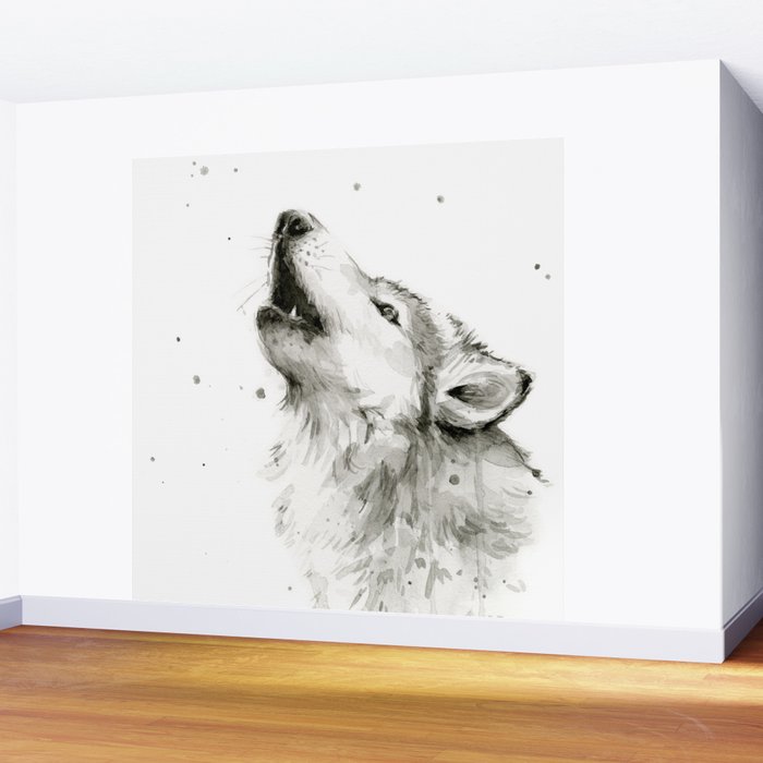 Wolf Howling Wall Mural Gallery Image 2