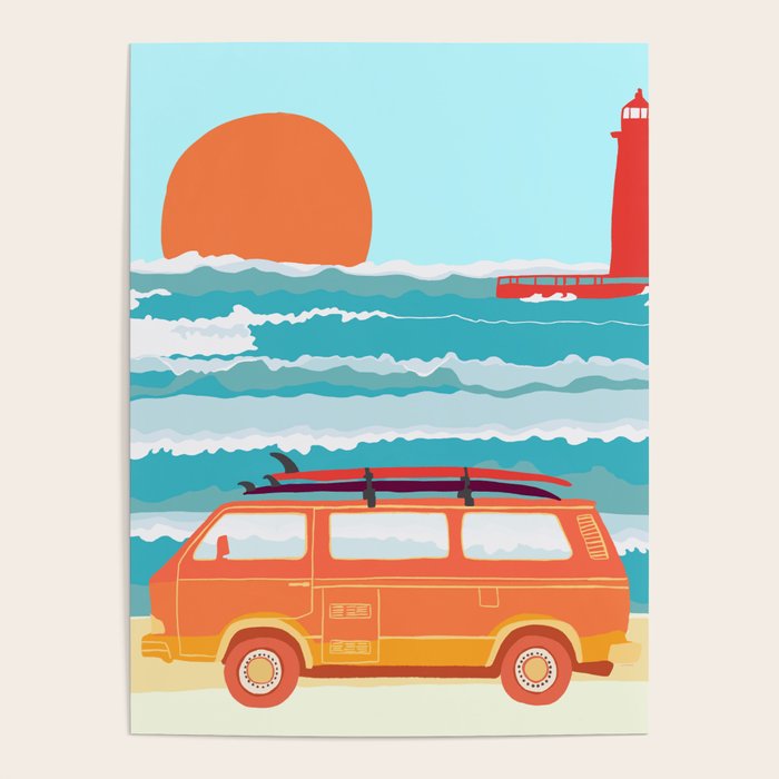 Great Lakes Surf Sunset Poster Gallery Image 1