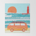 Great Lakes Surf Sunset Throw Blanket Gallery Image 2