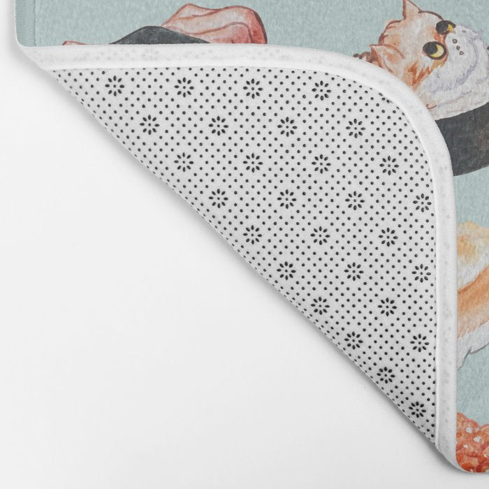 Sushi Persian Cat Watercolor Bath Mat Gallery Image 2