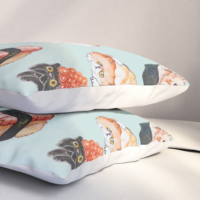 Sushi Persian Cat Watercolor Pillow Sham Gallery Image 3