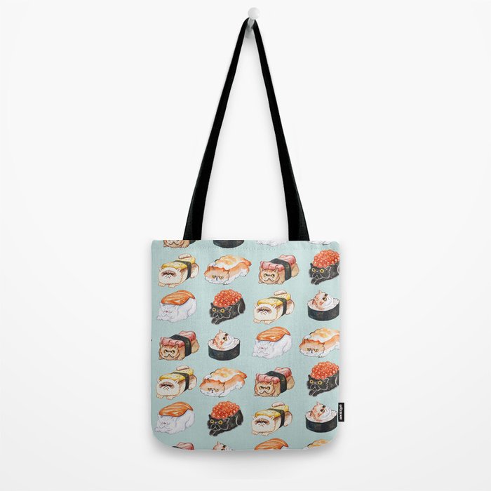 Sushi Persian Cat Watercolor Tote Bag Gallery Image 2