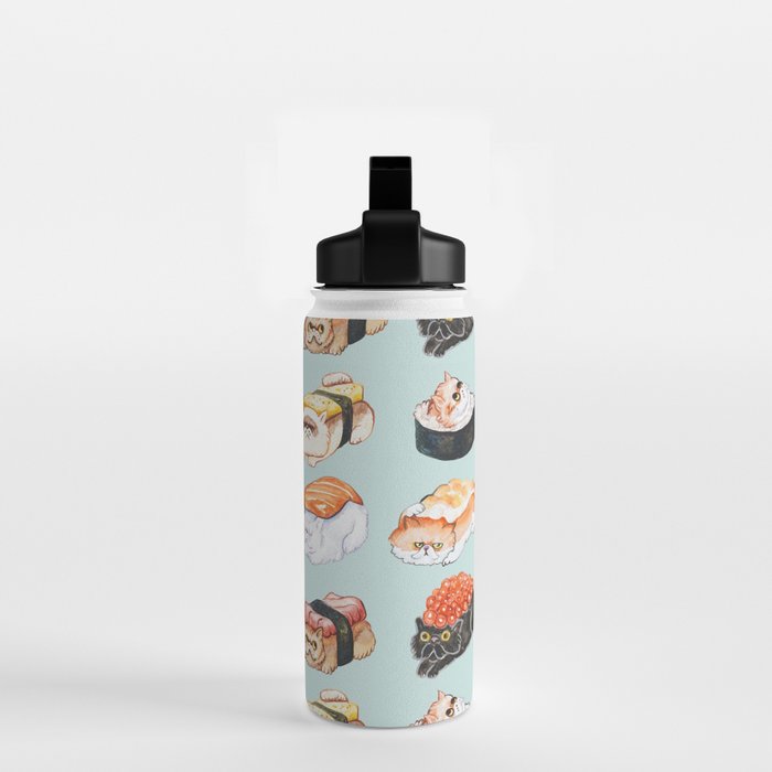 Sushi Persian Cat Watercolor Water Bottle Gallery Image 2