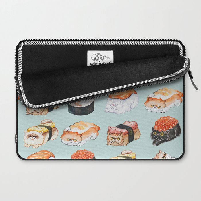Sushi Persian Cat Watercolor Laptop Sleeve Gallery Image 2