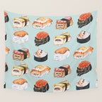Sushi Persian Cat Watercolor Wall Tapestry Gallery Image 4