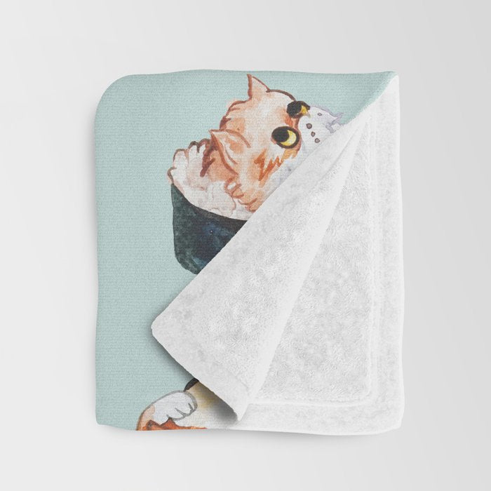Sushi Persian Cat Watercolor Throw Blanket Gallery Image 3