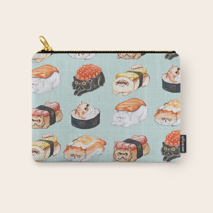 Sushi Persian Cat Watercolor Carry All Pouch Gallery Image 1