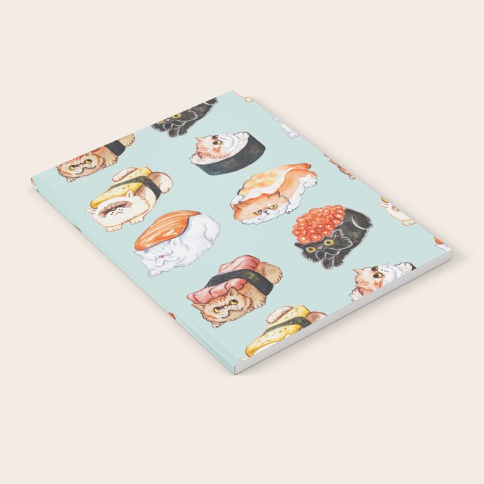 Sushi Persian Cat Watercolor Notebook Gallery Image 1