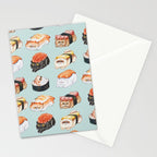 Sushi Persian Cat Watercolor Stationery Card Gallery Image 2