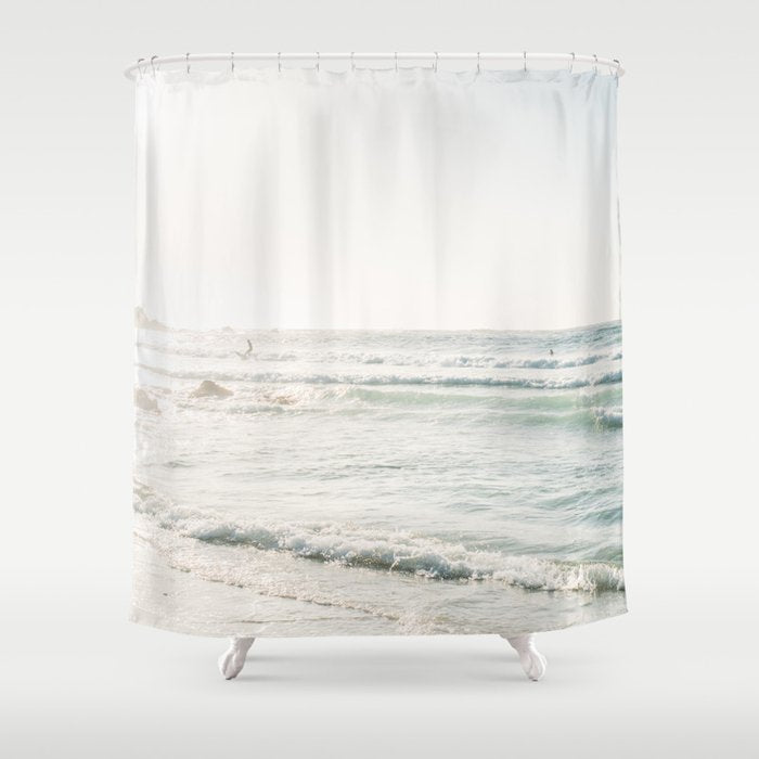 Surfing at Monterey - California Coast Sunset - Pacific Ocean Surf Travel Photography Shower Curtain Gallery Image 1