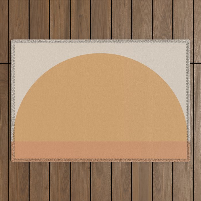 Minimal Retro Sunset Sunrise - Neutral Desert Orange Outdoor Rug Gallery Image 1