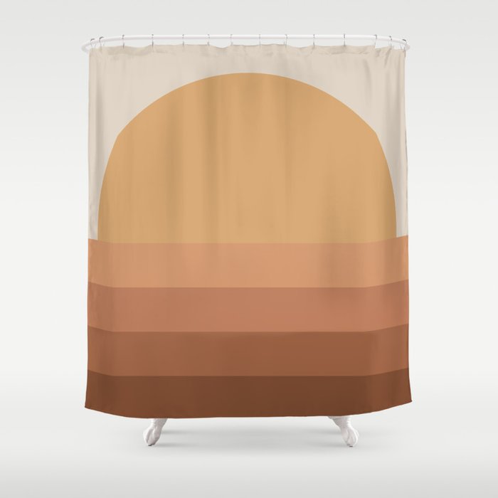 Minimal Retro Sunset Sunrise - Neutral Desert Orange Shower Curtain Gallery Image 1