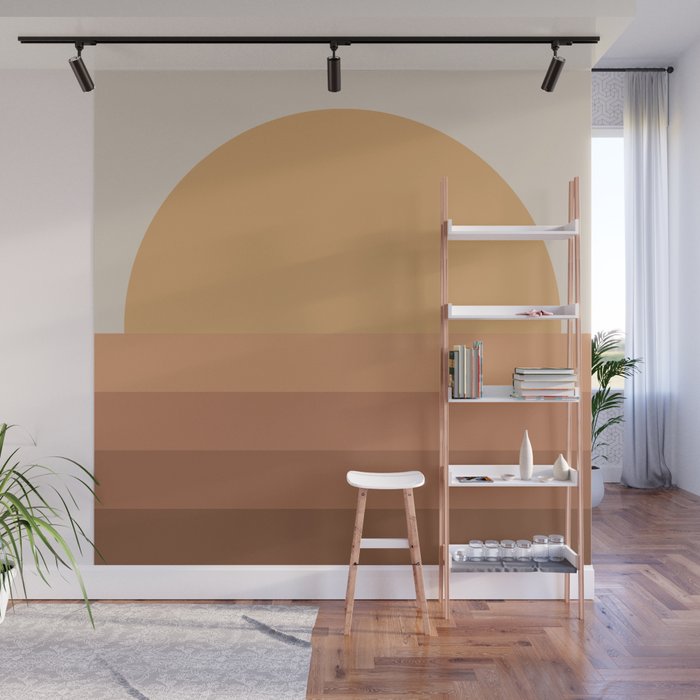 Minimal Retro Sunset Sunrise - Neutral Desert Orange Wall Mural Gallery Image 1