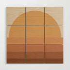 Minimal Retro Sunset Sunrise - Neutral Desert Orange Wood Wall Art Gallery Image 1