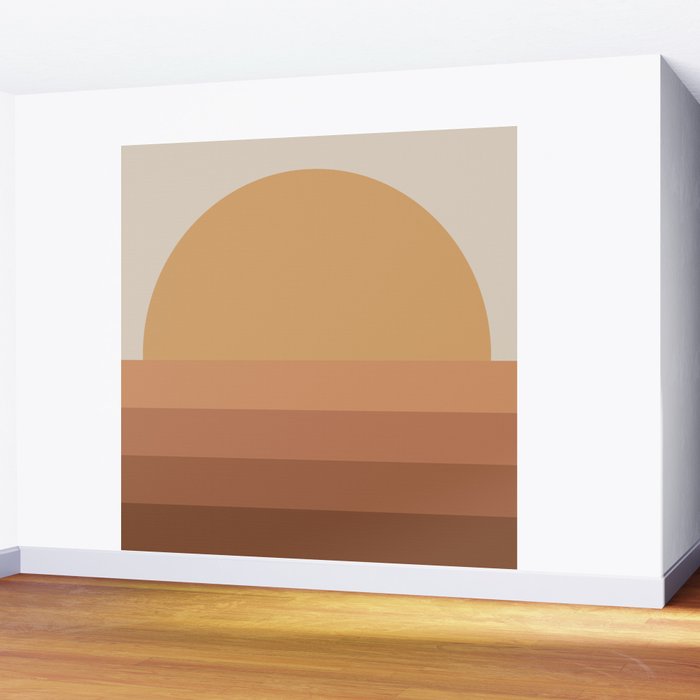 Minimal Retro Sunset Sunrise - Neutral Desert Orange Wall Mural Gallery Image 2