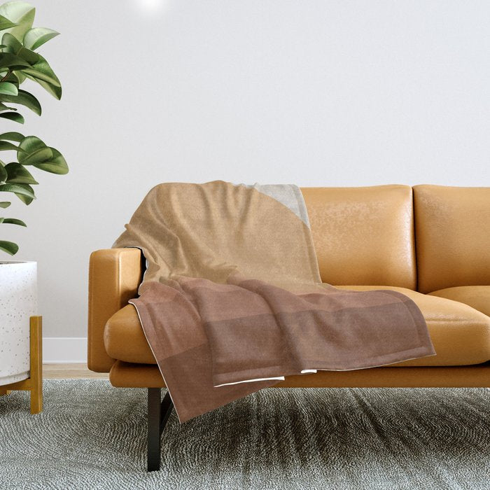 Minimal Retro Sunset Sunrise - Neutral Desert Orange Throw Blanket Gallery Image 1
