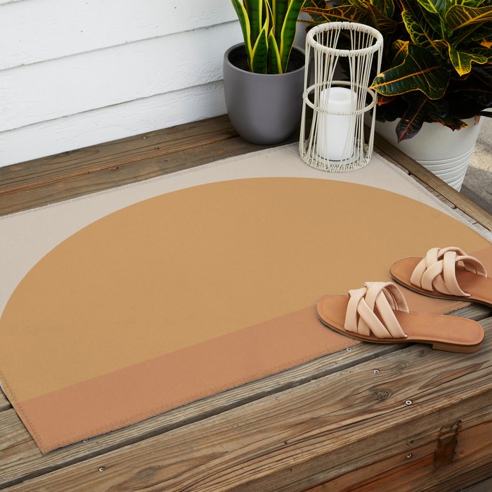 Minimal Retro Sunset Sunrise - Neutral Desert Orange Outdoor Rug Gallery Image 2