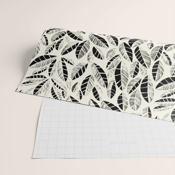 Wildlife Safari Laeves black ´n white Wrapping Paper Gallery Image 2