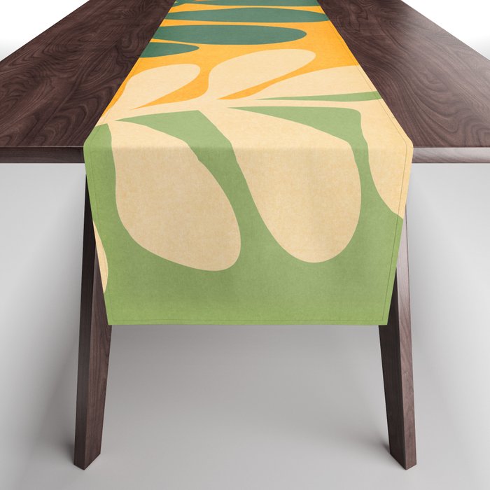 Retro Earthy Floral in Green and Orange Table Runner Gallery Image 1