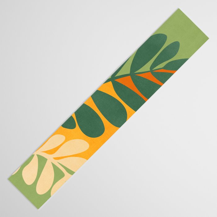Retro Earthy Floral in Green and Orange Table Runner Gallery Image 3