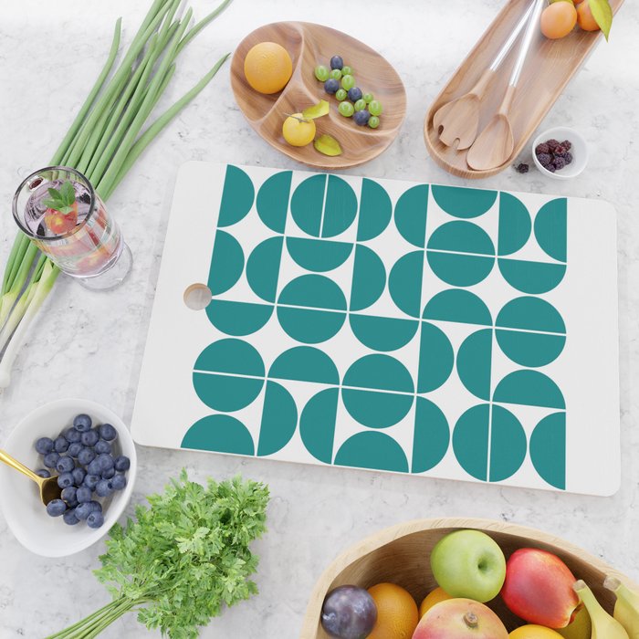 Mid Century Modern Geometric 04 Teal Cutting Board Gallery Image 2