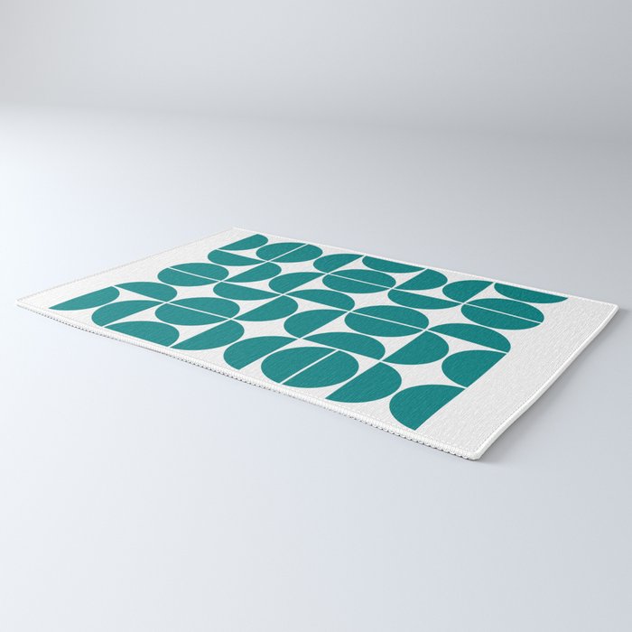 Mid Century Modern Geometric 04 Teal Rug Gallery Image 3