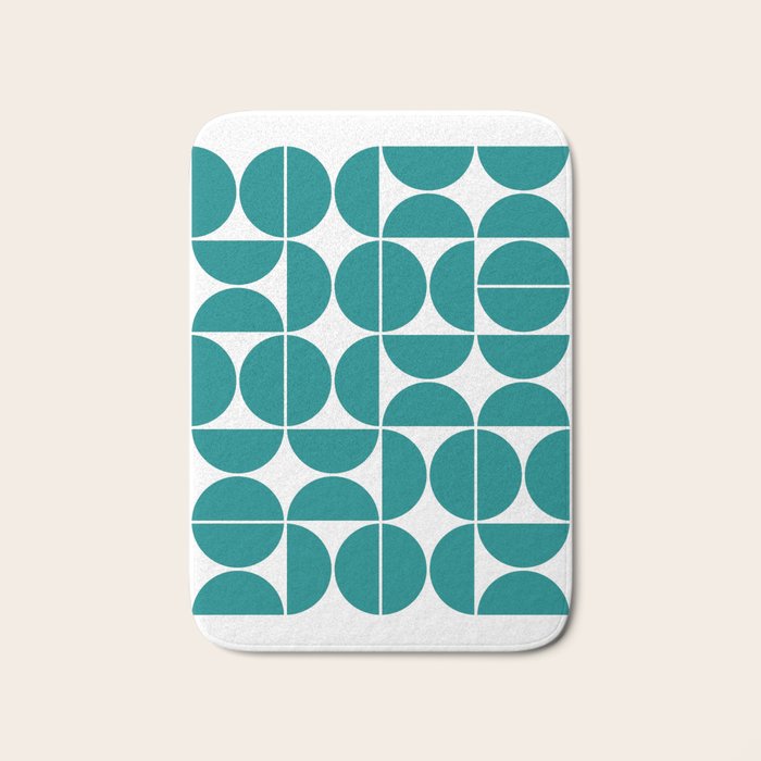 Mid Century Modern Geometric 04 Teal Bath Mat Gallery Image 1