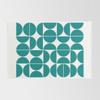 Mid Century Modern Geometric 04 Teal Rug Gallery Image 2