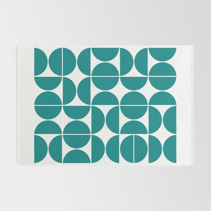 Mid Century Modern Geometric 04 Teal Rug Gallery Image 2