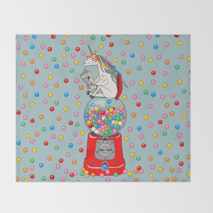 Unicorn Gumball Poop Throw Blanket Gallery Image 2
