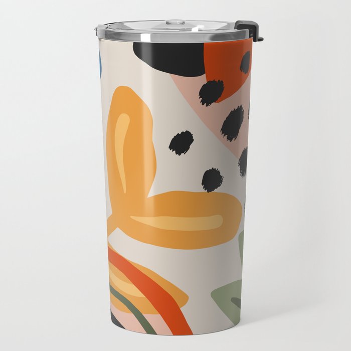Flower Market Madrid, Abstract Retro Floral Print Travel Mug Gallery Image 2