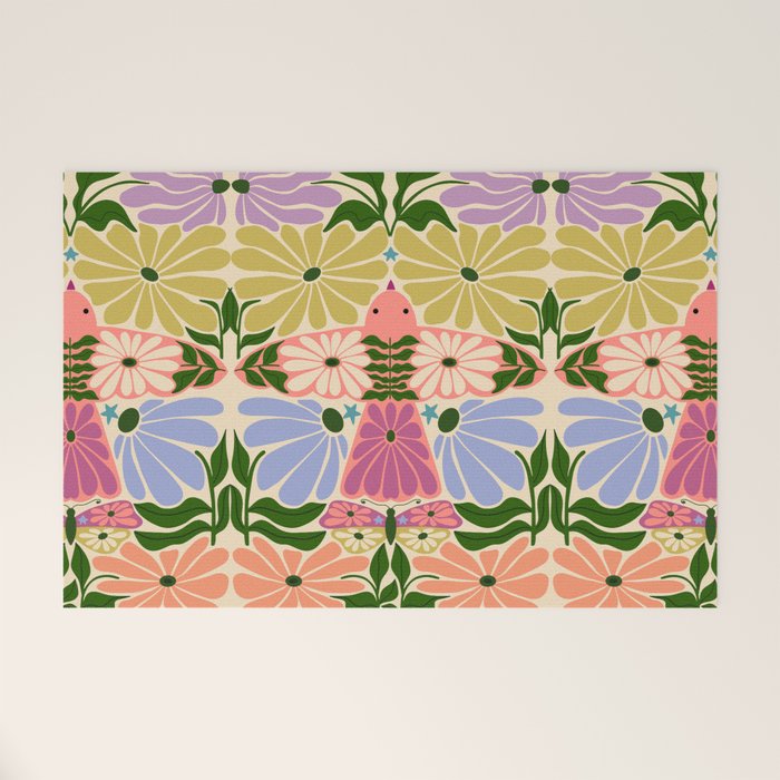 New Beginning - Floral Bird and Butterfly Welcome Mat Gallery Image 1