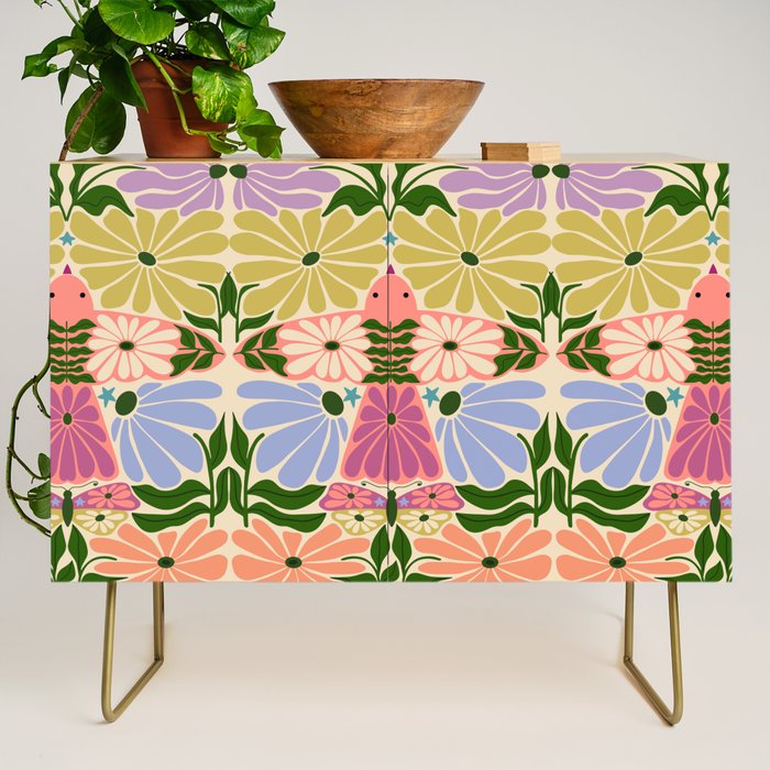 New Beginning - Floral Bird and Butterfly Credenza Gallery Image 1