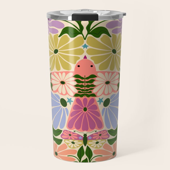 New Beginning - Floral Bird and Butterfly Travel Mug Gallery Image 1