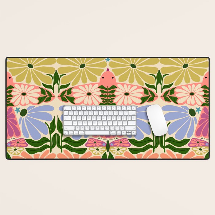 New Beginning - Floral Bird and Butterfly Desk Mat Gallery Image 1
