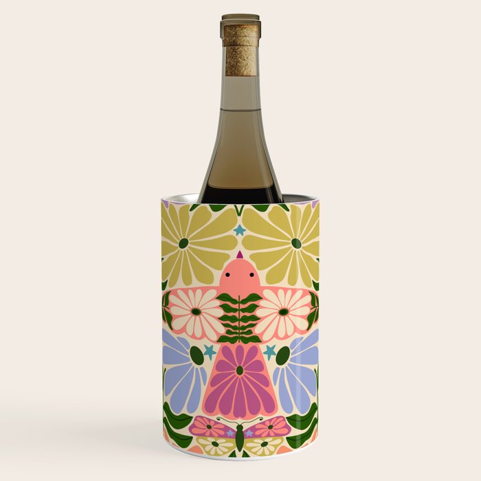 New Beginning - Floral Bird and Butterfly Wine Chiller Gallery Image 1