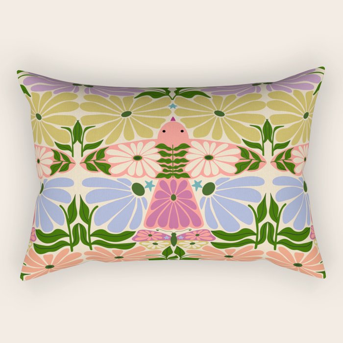 New Beginning - Floral Bird and Butterfly Rectangular Pillow Gallery Image 2