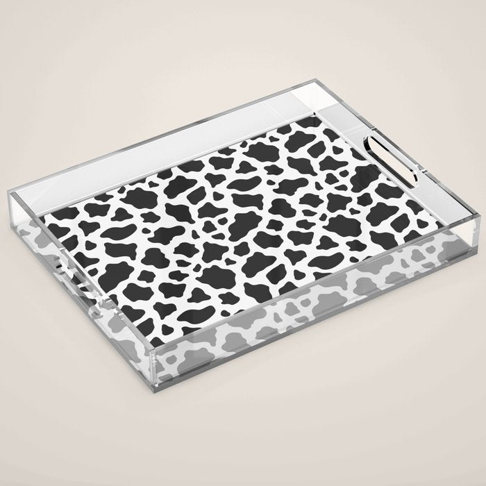 Black and White Cow Print Acrylic Tray Gallery Image 1